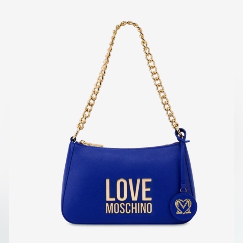 NWT Gold Metal blue Logo Hobo Bag with dust cover